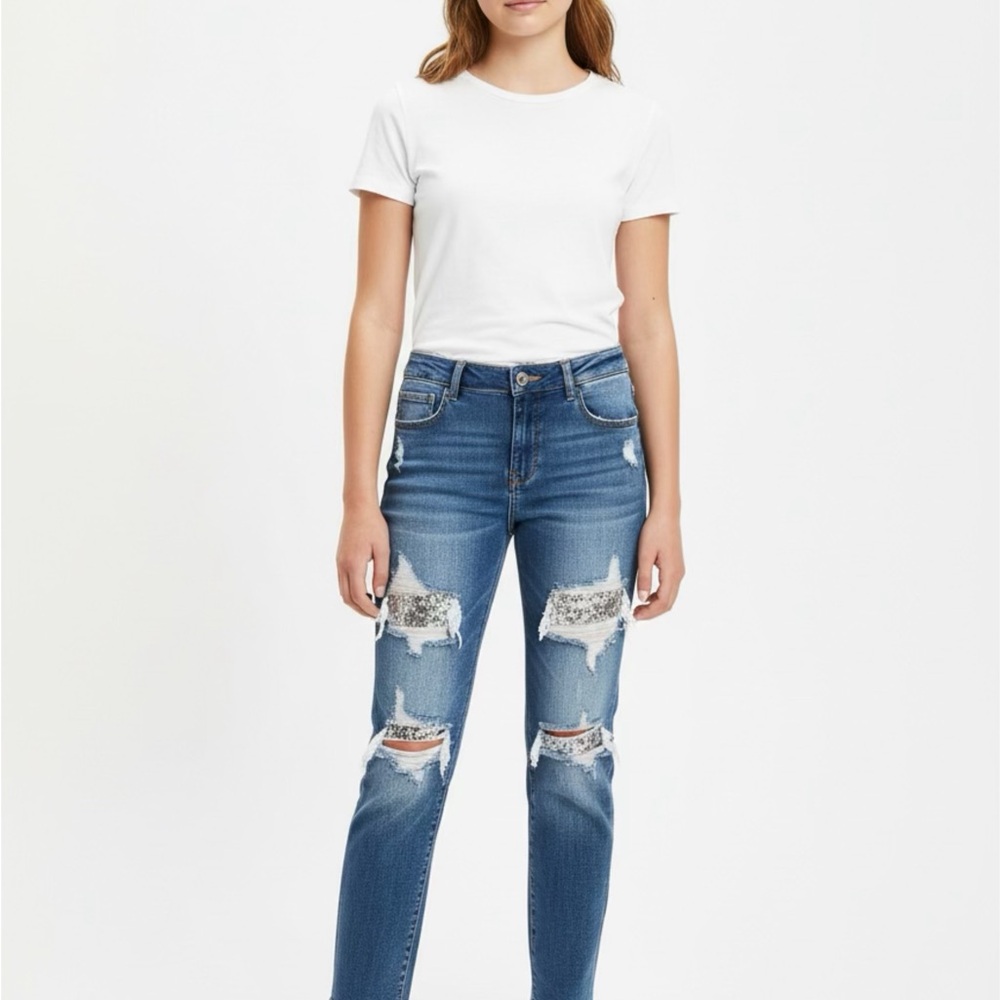 Risen Brand Distressed Denim Women's Jeans Size13/31 EUC